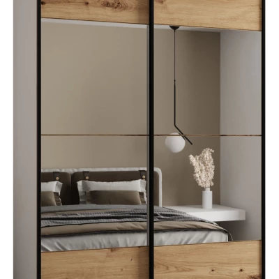 Dvoudveřová skříň SAMARA 4 - 140 cm, bílá / dub artisan / černá