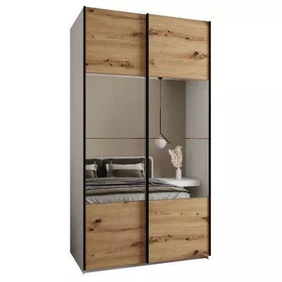 Dvoudveřová skříň SAMARA 4 - 140 cm, bílá / dub artisan / černá