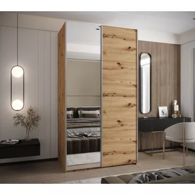 Dvoudveřová skříň SAMARA 3 - 130 cm, dub artisan / stříbrná