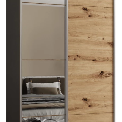Dvoudveřová skříň SAMARA 3 - 110 cm, černá / dub artisan / stříbrná