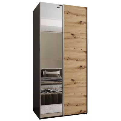 Dvoudveřová skříň SAMARA 3 - 110 cm, černá / dub artisan / stříbrná