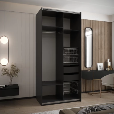 Dvoudveřová skříň SAMARA 3 - 110 cm, černá / dub artisan / stříbrná