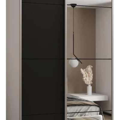 Dvoudveřová skříň SAMARA 3 - 100 cm, bílá / černá / stříbrná