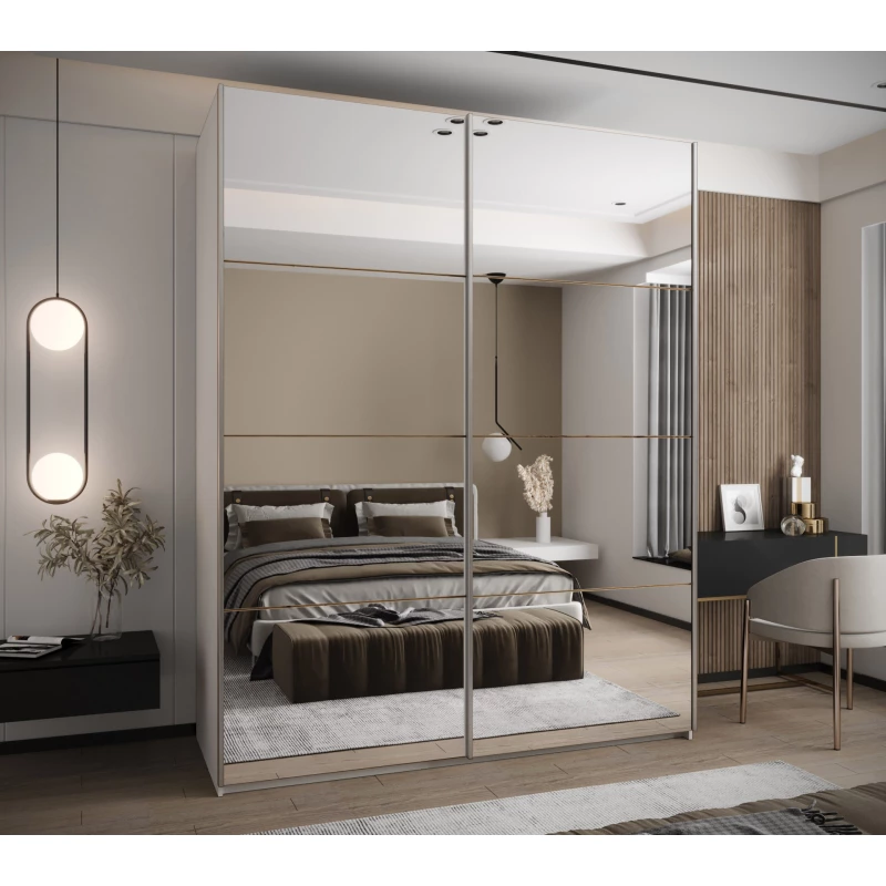 Dvoudveřová skříň SAMARA 2 - 190 cm, černá / dub artisan / stříbrná