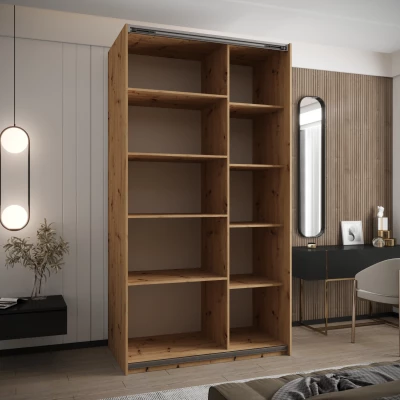 Dvoudveřová skříň SAMARA 1 - 130 cm, dub artisan / stříbrná