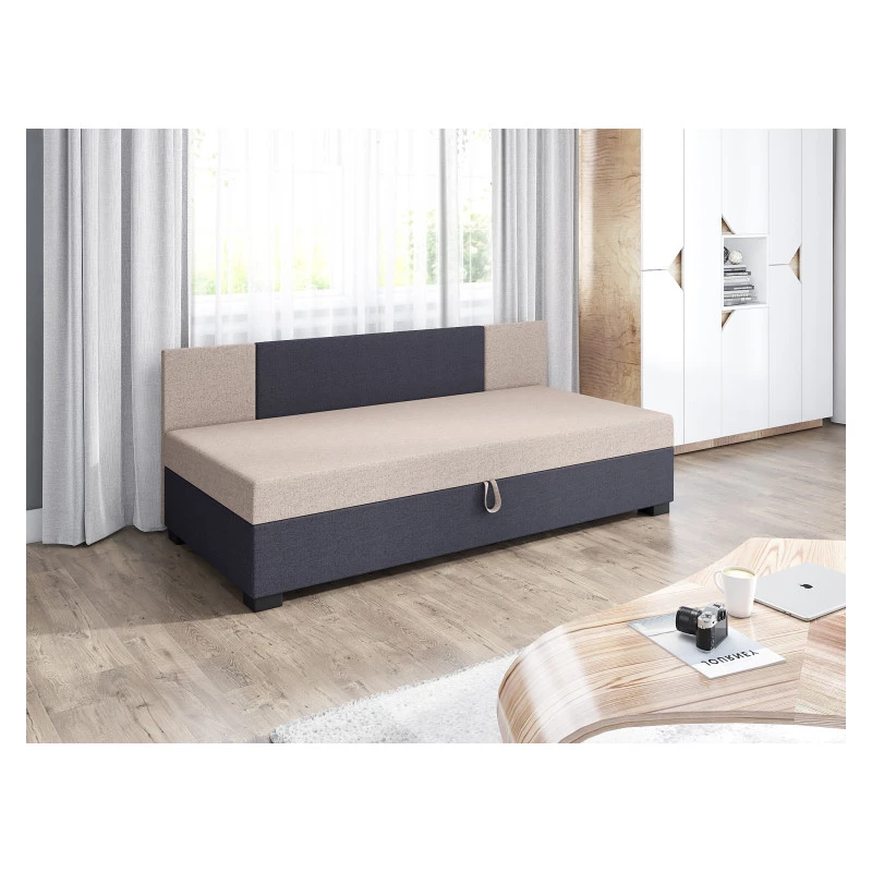 Čalouněné jednolůžko 100x195 POLYNA 1 - světle hnědé / grafitové