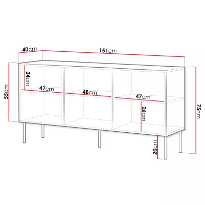 Široká komoda s dvířky VANILIA - černá