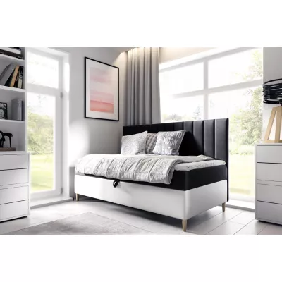 Kontinentální postel 100x200 MIREN 2 - černá / bílá, otevírání z pravé strany + topper ZDARMA