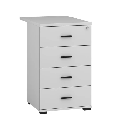 Šuplíkový kontejner AZRA s prodlouženou deskou - šedostříbrný