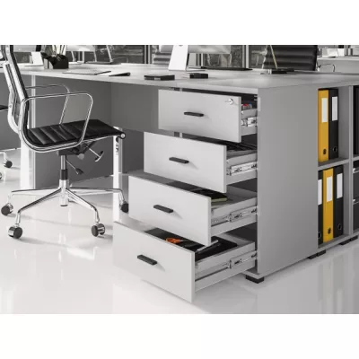 Šuplíkový kontejner AZRA s prodlouženou deskou - šedostříbrný