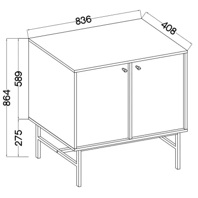 Úzká komoda IROS 3 - grafitově černá / zlatá