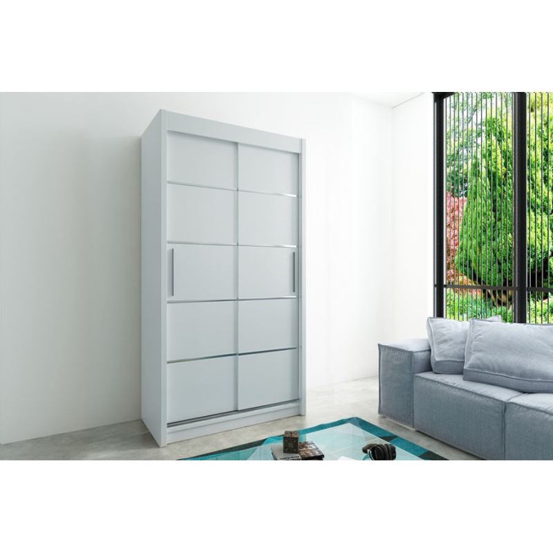 Levné Šatní skříně: Moderní šatní skříň Enni 120 v barvě bílé