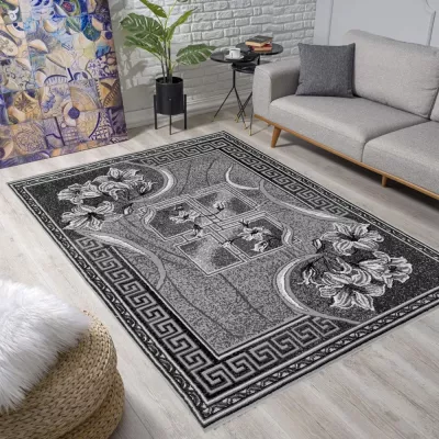 Vzorovaný koberec 150x300 cm LUKEN - šedý / černý