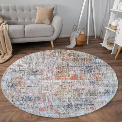 Kulatý koberec 140 cm FRANCO - modrý / šedý