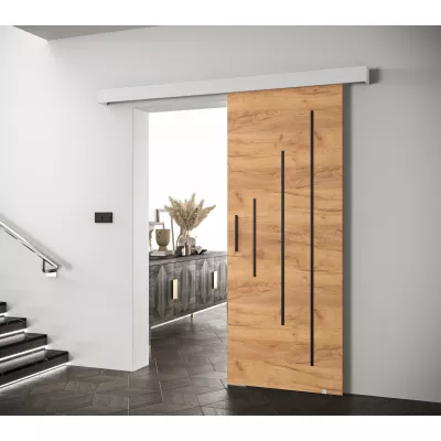 Posuvné dveře s černým úchytem SALOME 11 - 80 cm, dub craft zlatý / bílé