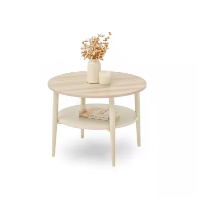 Kulatý konferenční stolek 60 TODOR - krémový / béžový jasan