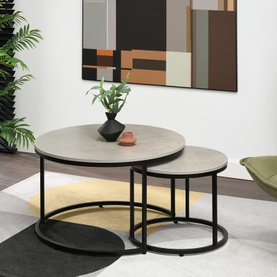 Set konferenčních stolků JACEK - beton / černý