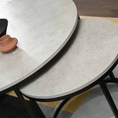 Set konferenčních stolků JACEK - beton / černý