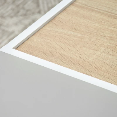 Konferenční stolek TOMAN se šuplíkem - bílý / dub sonoma