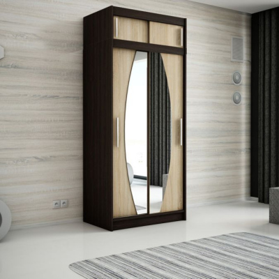 Levné Šatní skříně: Moderní skříň s oválnými zrcadly Darina 120 v barvě bílé