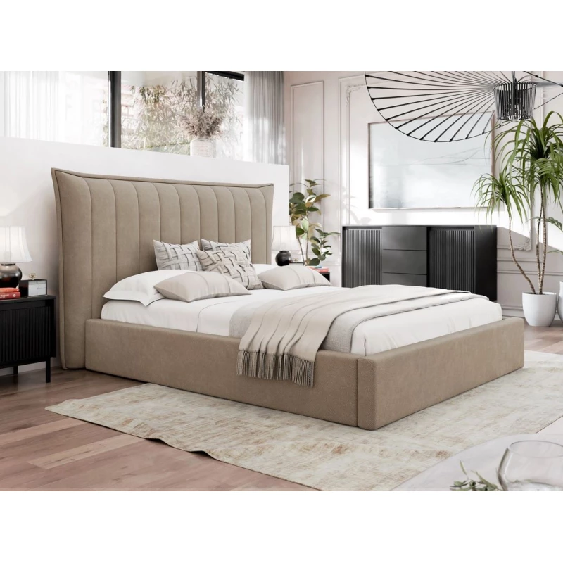 Manželská čalouněná postel 160x200 AMOL - béžová