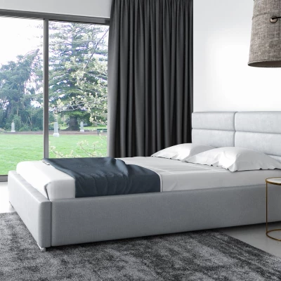 Manželská čalouněná postel 200x200 LONELA - světle šedá