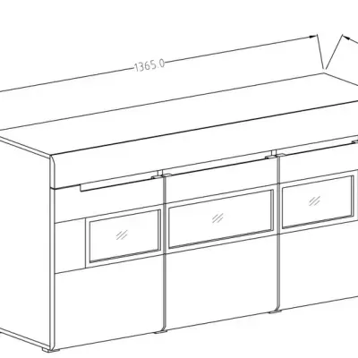 VÝPRODEJ - Třídveřová komoda HACHI se šuplíkem, bílá