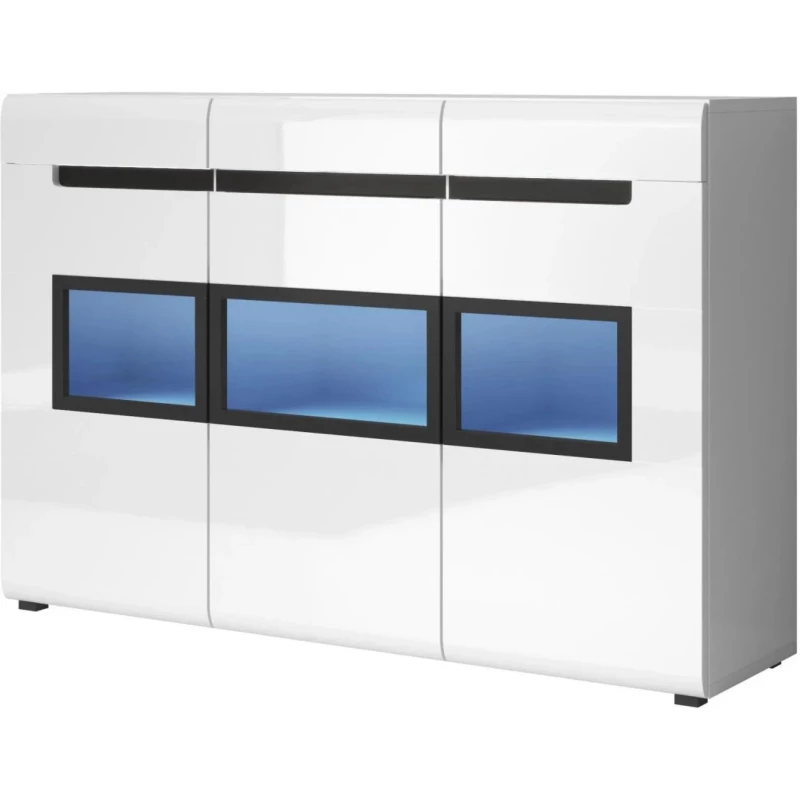 VÝPRODEJ - Třídveřová komoda HACHI se šuplíkem, bílá