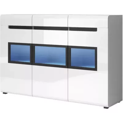 VÝPRODEJ - Třídveřová komoda HACHI se šuplíkem, bílá