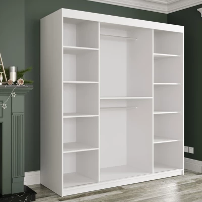 Šatní skříň 180 cm se zrcadlem CARSON 1 - černý mramor / černá / zlatá