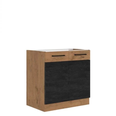Dolní dvoudveřová kuchyňská skříňka 80 cm ZHILAN - dub lancelot / dark wood