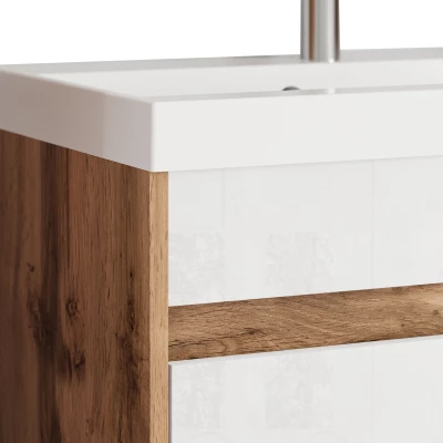 Koupelnová sestava se zrcadlem DENISON XL - matera / kaštan breslau + sifon ZDARMA