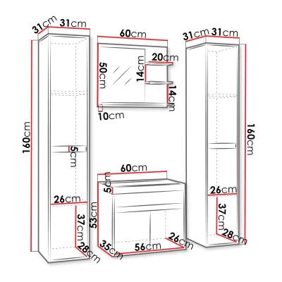 Koupelnová sestava se zrcadlem DENISON XL - matera / kaštan breslau + sifon ZDARMA