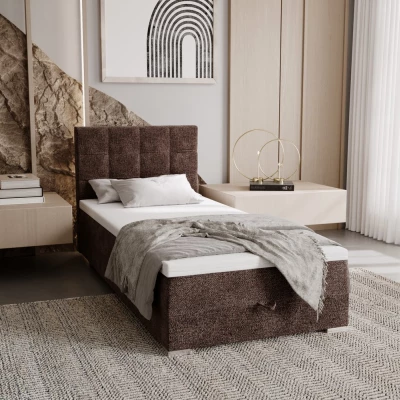 Čalouněná postel 80x200 ELSIE 2 s úložným prostorem - světle hnědá, levé provedení