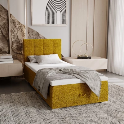 Čalouněná postel 80x200 ELSIE 2 s úložným prostorem - hořčicová, levé provedení