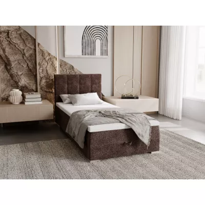 Čalouněná postel 90x200 ELSIE 2 s úložným prostorem - světle hnědá, pravé provedení