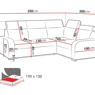 Rohová rozkládací sedačka HACARI 1 - modrá