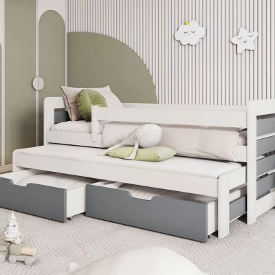 Rozkládací dětská postel 80x180 GERA - bílá / šedá