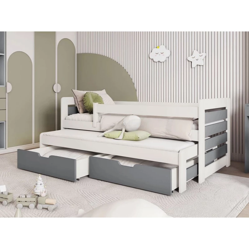 Rozkládací dětská postel 80x180 GERA - bílá / šedá