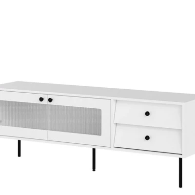 Prosklený TV stolek FORNEY - bílý