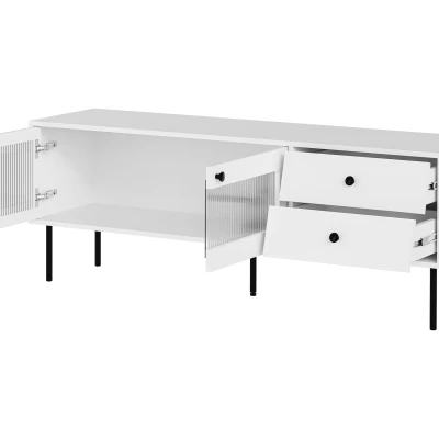 Prosklený TV stolek FORNEY - bílý