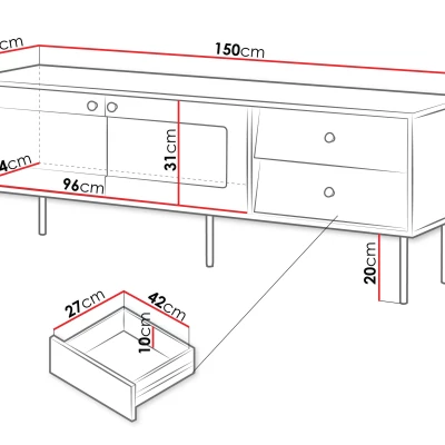 Prosklený TV stolek FORNEY - bílý