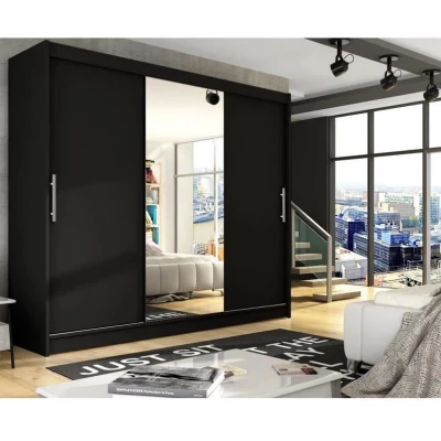Velká šatní skříň se zrcadlem 250 cm HORTENSIA 1 - černá