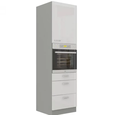 Vysoká skříňka 60 cm na vestavnou troubu GENJI 1 - šedá / lesklá bílá