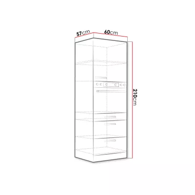 Vysoká skříňka 60 cm na vestavnou troubu GENJI 1 - šedá / lesklá bílá
