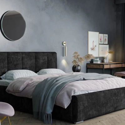 Moderní čalouněná postel 140x200 NEUSA 1 s úložným prostorem - antracitová