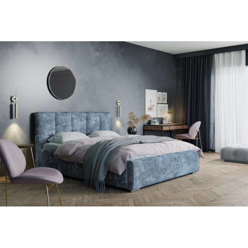 Moderní čalouněná postel 180x200 NEUSA 1 s úložným prostorem - modrá