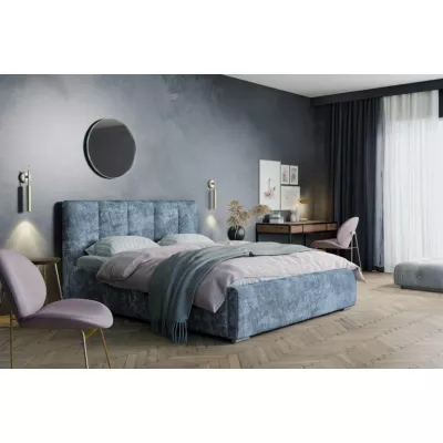 Moderní čalouněná postel 180x200 NEUSA 1 s úložným prostorem - modrá