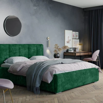 Moderní čalouněná postel 160x200 NEUSA 1 s úložným prostorem - zelená