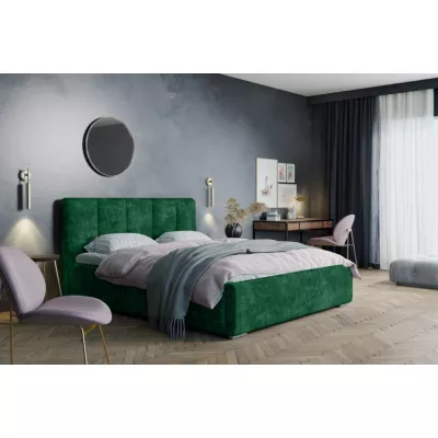 Moderní čalouněná postel 160x200 NEUSA 1 s úložným prostorem - zelená